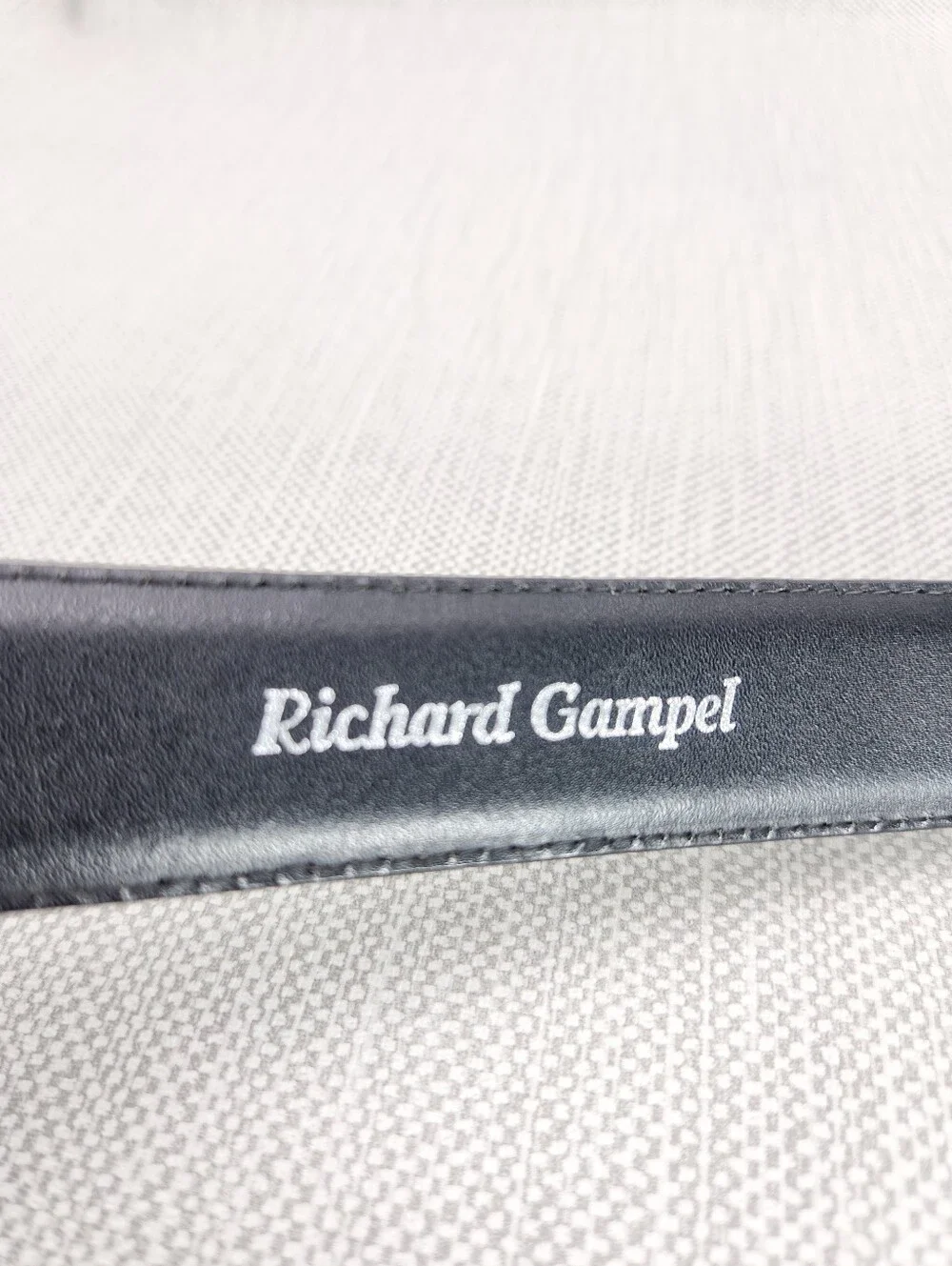 Richard Gampel Size 32 Black Leather Belt Croc Embossed